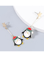 Fashion Penguin Christmas Alloy Drop Oil Star Penguin Earrings