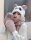 Fashion Khaki Plus Velvet Embroidery Panda Scarf Gloves Three-piece Set