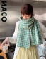 Fashion Blue Rice Knitted Grid Wide Scarf  Fleemere