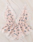 Fashion Pink Printed Strappy Lace Nightdress