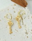 Fashion Gold Copper Key Love Stud Earrings