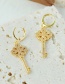 Fashion Gold Copper Inlaid Zircon Pattern Key Earrings