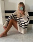 Fashion Black And White Striped Long Sleeve Crew Neck Sweater