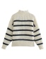 Fashion Black And White Round Neck Striped Sweater