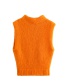 Fashion Orange Knitted Sleeveless Vest