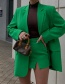 Fashion Green Straight Blazer With Pockets