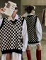 Fashion Black Checkerboard Knitted Vest