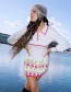 Fashion White Cherry Knit Lapel Dress
