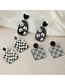 Fashion Lattice Square Checkerboard Flower Earrings