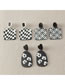 Fashion Lattice Square Checkerboard Flower Earrings