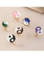 Fashion Purple And White Alloy Dripping Oil Small Flower Butterfly Dripping Oil Tai Chi Earrings