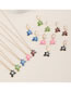 Fashion Pink Alloy Drip Oil Small Flower Earring Necklace Set