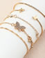 Fashion Gold Color Alloy Diamond Butterfly Geometric Bracelet Set