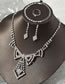 Fashion Silver Color-2 Alloy Full Diamond Geometric Earrings Necklace Bracelet Ring Set