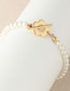 Fashion Gold Color Metal Pearl Ot Buckle Small Flower Bracelet