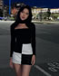 Fashion Black Check Color Contrast Pu Skirt