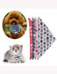 Fashion Lucky Cat On Blue Background Cat Print Bandage Triangle Saliva Towel