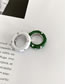Fashion Green Alloy Geometric Diamond Drip Glaze Ring