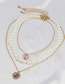 Fashion Gold Color Metallic Diamond Love Butterfly Pearl Beaded Multilayer Necklace
