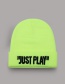 Fashion Fluorescent Green Woolen Knitted Letter Embroidered Cap