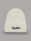 Fashion Khaki Knitted Hat Letter Embroidery Woolen Knit Beanie