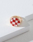 Fashion Red Oil Drop Checkerboard Round Ring