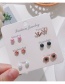 Fashion 1# Alloy V-shaped Round Pearl Earrings Set