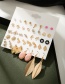 Fashion Gold Color Alloy Bow Letter Leaf Earrings Set