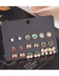 Fashion Gold Color Alloy Cherry Bow Love Geometric Earrings Set