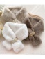 Fashion Milky White Woven Leather Button Plush Scarf
