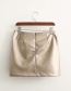 Fashion Champagne Pleated Faux Leather Skirt