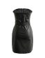 Fashion Black Zip Belt Bag Hip Leather Skirt