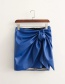 Fashion Blue Pu Knotted Skirt