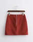 Fashion Brick Red Woolen Skirt