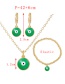 Fashion White Copper Drip Oil Eye Necklace Earrings Bracelet Set