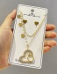 Fashion Gold Color Titanium Steel Double Layer Pearl Love Necklace And Earrings Set