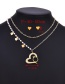 Fashion Gold Color Titanium Steel Double Layer Pearl Love Necklace And Earrings Set
