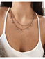 Fashion Silver Color Alloy Diamond Star And Moon Double Necklace