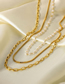 Fashion Gold Color Metallic Geometric Pearl Chain Multilayer Necklace