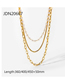 Fashion Gold Color Metallic Geometric Pearl Chain Multilayer Necklace