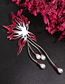 Fashion Silver Color Red And White Freshwater Pearls Alloy Geometric Flower Brooch
