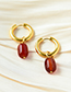 Fashion Red Copper Geometric Natural Stone Earrings