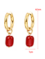 Fashion Red Copper Geometric Natural Stone Earrings