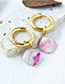 Fashion Pink Copper Square Natural Stone Ear Ring