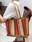 Fashion Red Large Capacity Striped Handbag