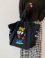 Fashion Black Large-capacity Printed Canvas Handbag