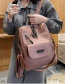 Fashion Pink Soft Leather Large-capacity Zip Backpack