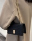 Fashion Black Diamond Woven Lock Crossbody Bag