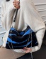 Fashion Blue Contrast Plush Print Shoulder Bag