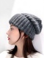 Fashion Lake Blue Woolen Knitted Flanging Cap
